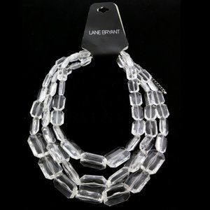 Lane Bryant triple strand clear beaded necklace